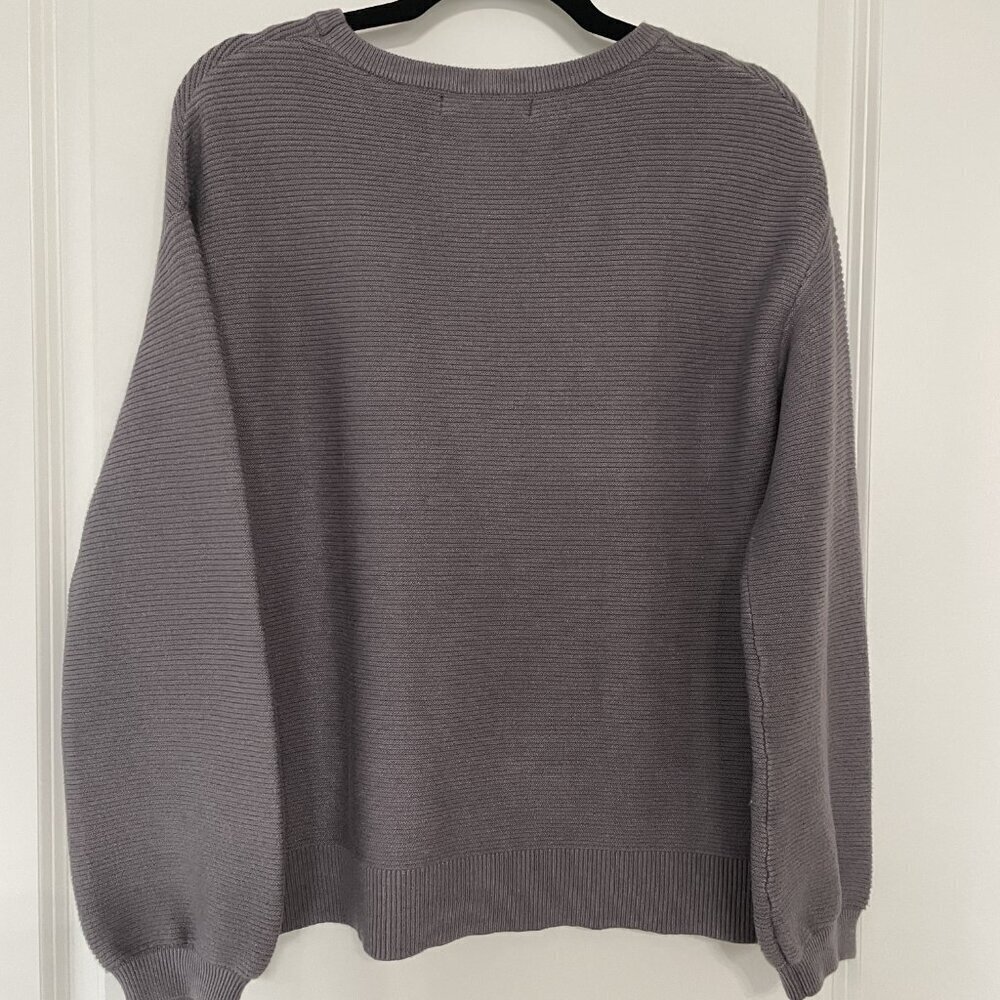 ZESICA Women's Crew Neck Long Lantern Sleeve Casual Loose Ribbed Kni Size M - Picture 3 of 7